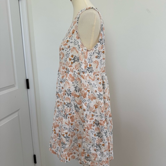 Joie Dress Womens Small White‎ Orange Blue Floral V Neck Mini Shift 100% Linen - Picture 3 of 11